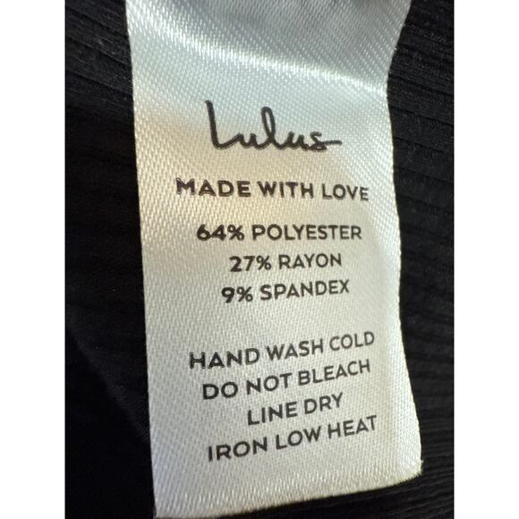 NEW Lulus Black Short Cap Sleeve Tie Ribbed Knit Sculpt Bodysuit Top Size S - Picture 4 of 4